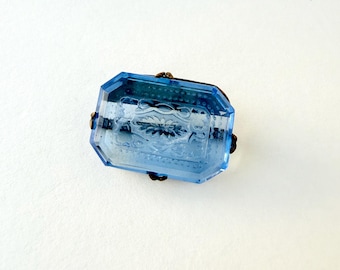 Antique Victorian Blue Paste Charm with Clip