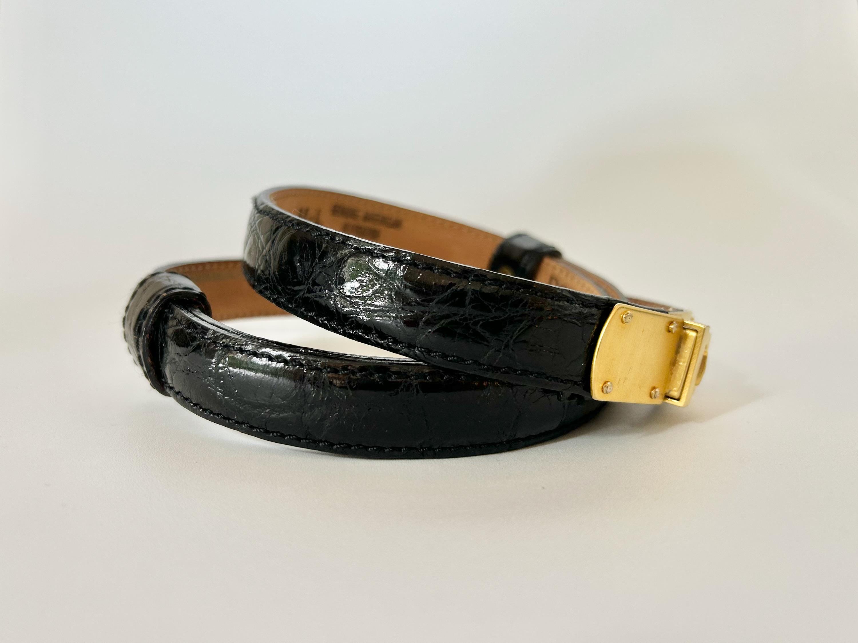 Donna Karan New York Belt Adjustable Black Alligator Leather Gold Push Lock P-S Donna Karan Crocodile/Alligator Belts for Women for sale | eBay main image 4