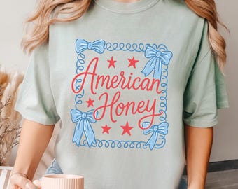American Honey Coquette Shirt, Comfort Colors,4th of July Patriotic Shirt, Girly USA Shirt, Fourth Of July Shirt, Independence Day Tee