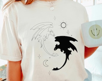 Toothless And Light Fury Shirt, Comfort Colors, Toothless Dragon Shirt, How To Train Your Dragon Shirt, Universal Dragon Matching Shirt