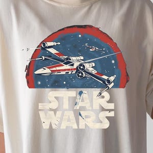 Comfort Colors Star Wars Retro X-Wing Tee, Vintage Galaxy Battle Shirt, Bold Graphic Top For Disney Lovers
