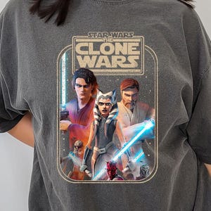 Comfort Colors Star Wars Clone Wars Shirt, Jedi Lightsaber Battle Tee, Cartoon Style Sci Fi Shirt, Galactic Tee, Gift For Him