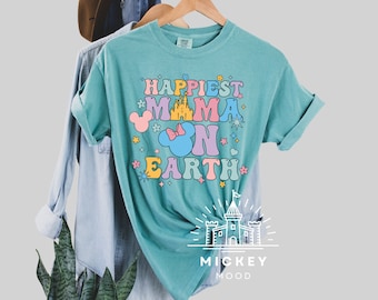 Comfort Colors® Happiest MAMA On Earth Shirt, Mickey Mouse Head Tee, Mother and Kid Tee, Disney Castle, Family Matching Tee, Happiest Place