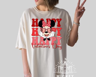 Minnie Valentine Comfort Colors Tshirt – Cute Hearts Day Disney-Inspired Gift Tee for Her Red Polka Dot Trendy Aesthetic Graphic