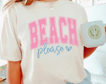 Beach Please Comfort Colors T-Shirt, Summer Vacation Graphic Tee