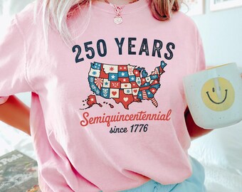 Camiseta con mapa de EE. UU. de 250 años, Comfort Colors, camiseta retro del 250 aniversario desde 1776, camiseta de la Independencia de Estados Unidos, camiseta del 4 de julio