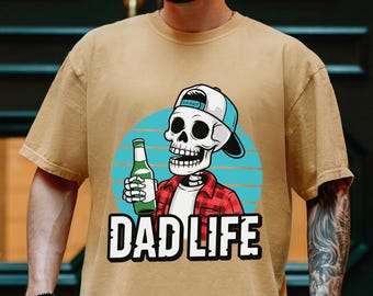 Dad Life Skeleton Beer Shirt, Comfort Colors Graphic Tee