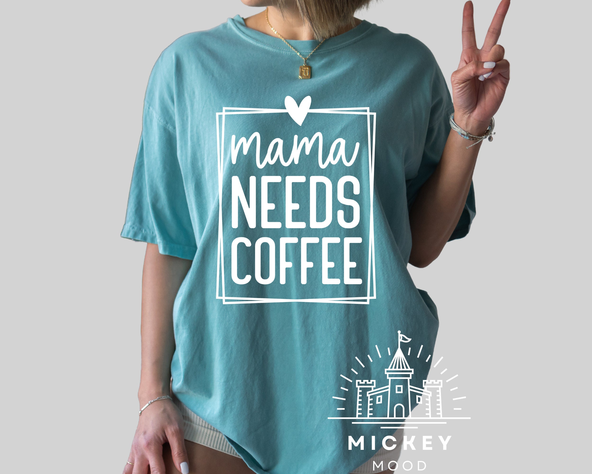 "Mama Needs Coffee" Graphic Tee - Women's Funny T-Shirt, Cotton Blend Short Sleeve Top - View #7