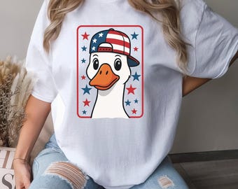 4th Of July Goose Shirt, Comfort Colors American Flag Tee