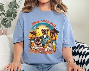 Dogs Drinking Beer Summer Beach Party Shirt, Comfort Colors Tee
