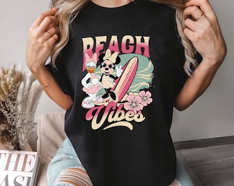 Minnie Daisy Beach Vibes Shirt, Comfort Colors, Floral Summer Vacation Tee