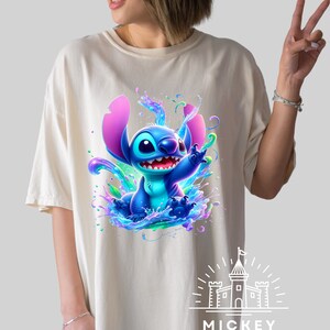 a woman wearing a t - shirt with a stitching stitch stitch stitch stitch stitch