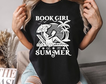 Book Girl Summer Beach Reading Shirt, Comfort Colors Cotton Tee