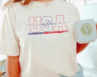 Comfort Colors USA Flag Shirt, Patriotic 4th of July Tee