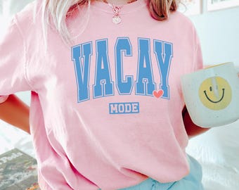 Vacay Mode Comfort Colors Summer Vacation Tee, Retro Beach Vibes Graphic Shirt