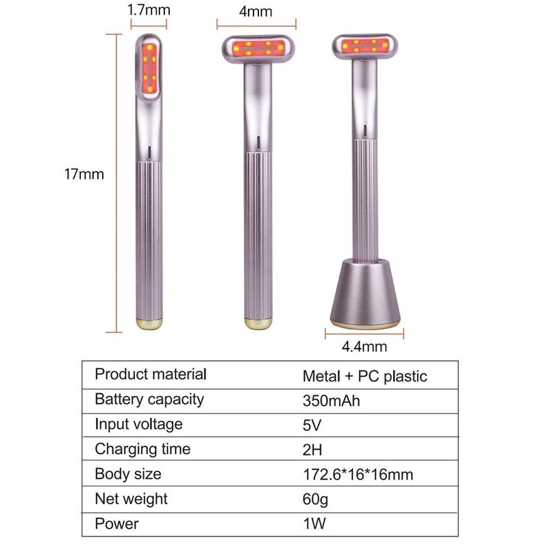 Antiaging Red Light Therapy Wand for Face and Neck Advanced Skincare Microcurrent Device 4 in 1