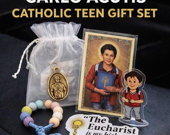 Carlo Acutis Confirmation Gift for Teens, Catholic Teen Gift Set, Youth Group Gift, Catholic Boy or Girl Gift, Devotional Gift Set