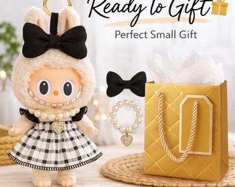 Zestaw upominkowy Labubu Outfit, gotowy na prezent, ubranka dla lalek 17 cm, uroczy pomysł na prezent w stylu kawaii, akcesoria dla lalek, idealny mały prezent