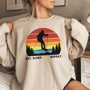 Skiing Shirt, Ski Lover Gift for Skier, Apres Ski Sweatshirt, Winter Sports Sweatshirt, Vintage Retro Ski Crewneck, Winter Sports Sweatshirt