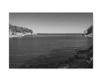 Serene Coastal Canvas Gallery Wrap, Coastal Home Decor, Monochrome Wall Art, Beach Lover Gift, Modern Seascape Art