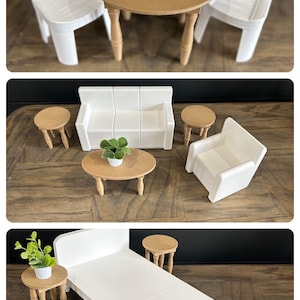 Fashion Doll House Furniture, Bedroom, Living Room and Dining Room Set in White