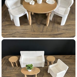 Fashion Doll House Furniture, Dining Room and Living Room Set in White
