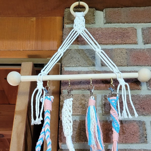 Macrame Key/Jewelry/Multipurpose Wall Organizer with Wood Ring