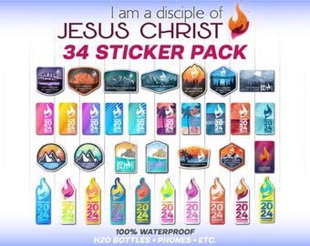 2024 LDS Youth Theme Stickers | I am a disciple of Jesus Christ | 3 Nephi 5:13 | Water Bottle Sticker | Young Women & Men | 34 Decals | CTR