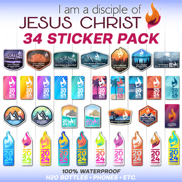 2024 LDS Youth Theme Stickers | I am a disciple of Jesus Christ | 3 Nephi 5:13 | Water Bottle Sticker | Young Women & Men | 34 Decals | CTR