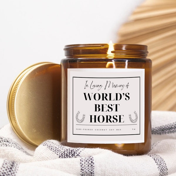 Horse Memorial Best Candle Gift, Horse Candle, Loss-of-Pet Memorial, Personal Pet Sympathy Gift, Rainbow Bridge Horse, Cute Scentful Candle