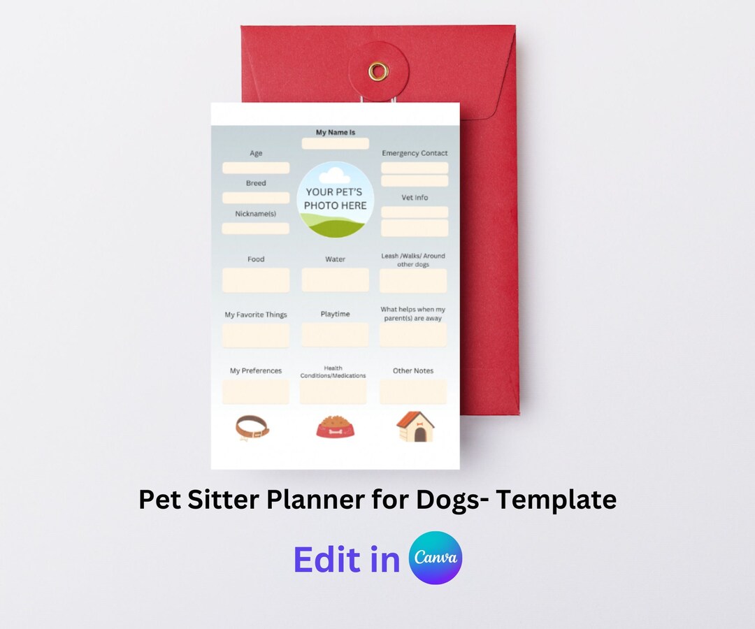 Printable Dogsit Template Custom Dogsitting Printable Custom Dogsit ...