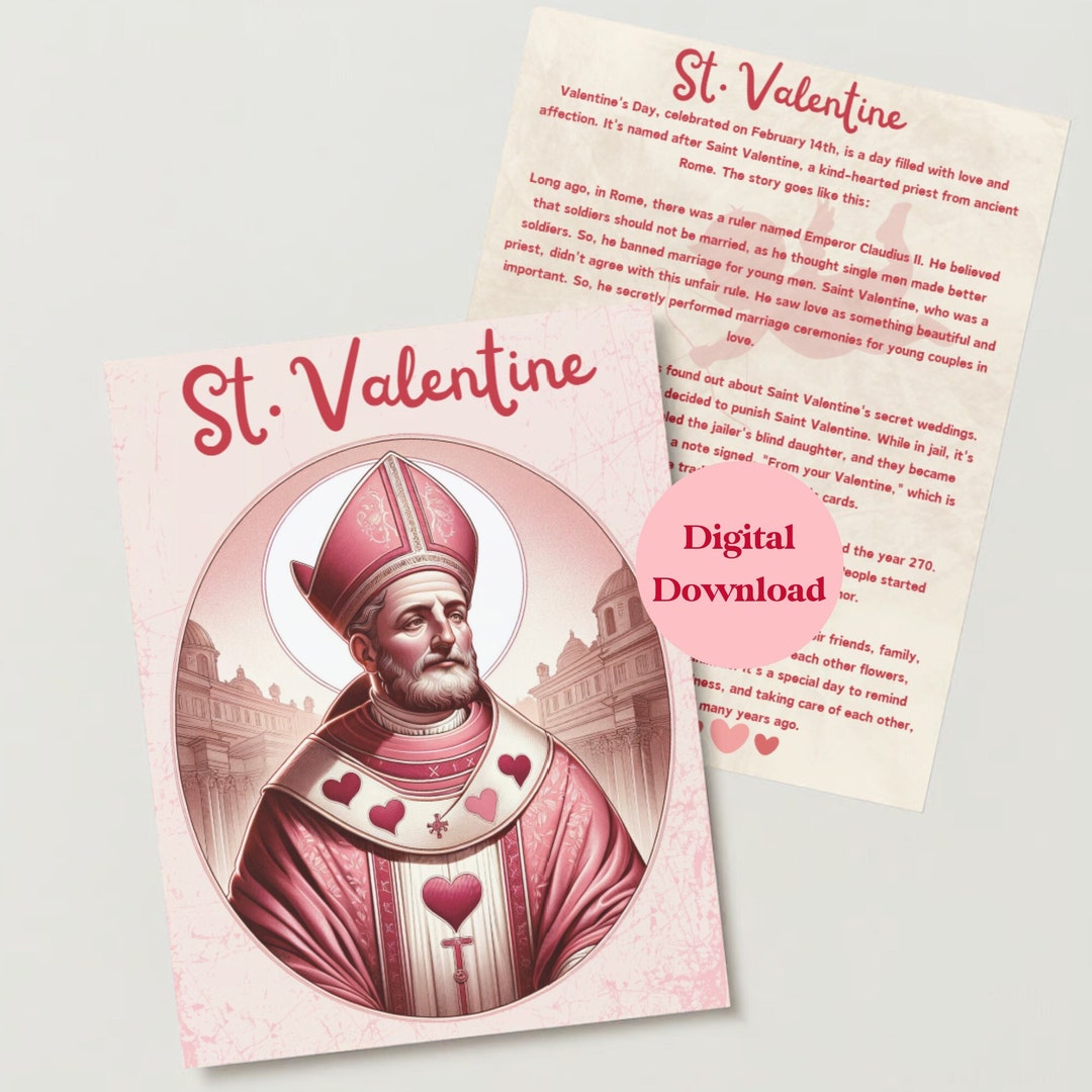 St Valentine Printable On The History Of St Valentine And Valentine s Day Etsy