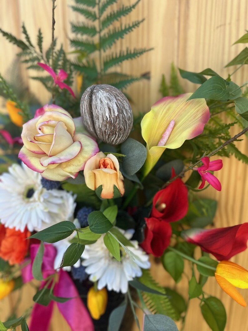 XL Handmade Spring Door Wreath, Floral Bucket Wreath, Basket Wreath