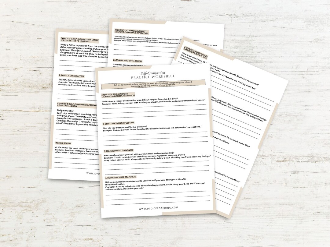 Self-compassion Worksheet - Etsy