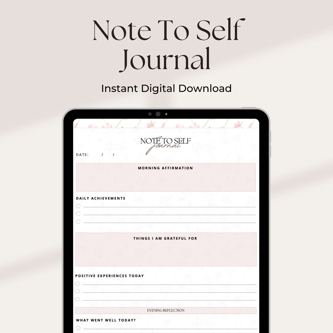 Note to Self Reflection Journal Instant Digital Download PDF Etsy
