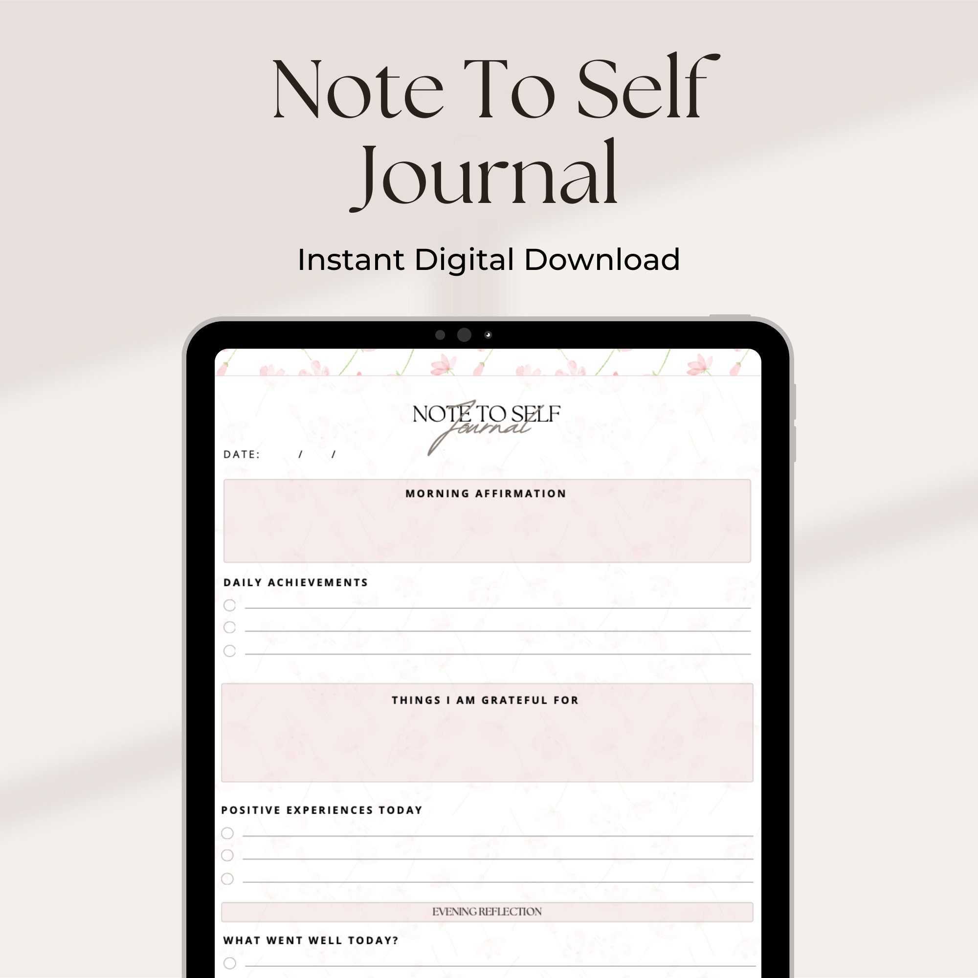 Note to Self Reflection Journal Instant Digital Download PDF - Etsy