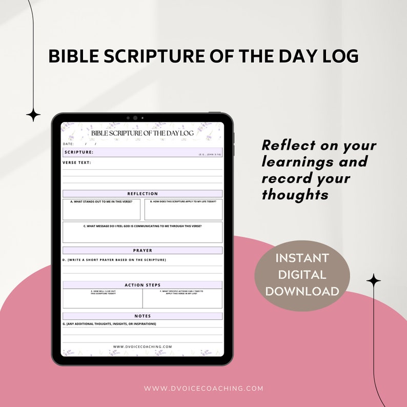 Recording Scripture Bible Scripture of the Day Instant Digital Download Daily Log - Etsy