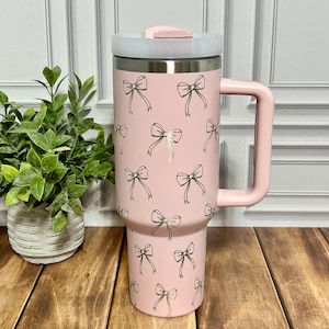 40 oz Tumbler Small Coquette Bows Bow Pretty Bows Customized Laser Engraved