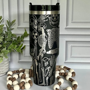 40 oz Tumbler Radiology X Ray Tech Skeleton Skull Handle Straw Customized Laser Engraved