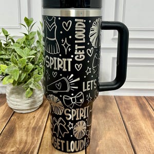 40 oz Tumbler Cheer Cheerleading Chearleader Tumbler with Handle Straw Sports Customized Laser Engraved
