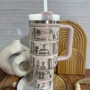 40 oz 40oz Bookshelf Reading Books Book Lover Library Librarian Customized Laser Engraved Tumbler