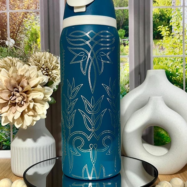 16 24 28 32 oz No Brand Boot Stitch Boots Western Country Waterbottle Waterbottles Customized Laser Engraved
