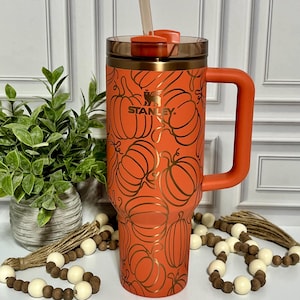 40 oz Tumbler Halloween  Pumpkins Pumpkin Fall Thanksgiving Customized Laser Engraved