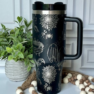 40 oz 40oz Tumbler Halloween Ghosts Bats Spiders Tombstone Spooky Boo Customized Laser Engraved