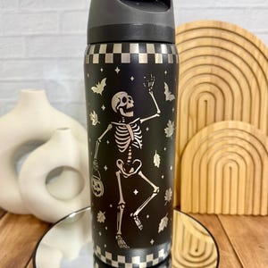 16 24 28 32 oz No Brand Halloween Dancing Skeletons Fall Waterbottle Waterbottles Customized Laser Engraved