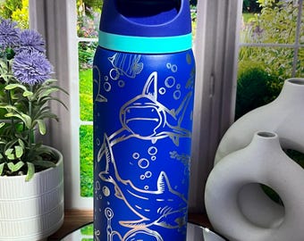 16 24 28 32 oz Shark Sharks No Brand Waterbottle Waterbottles Customized Laser Engraved