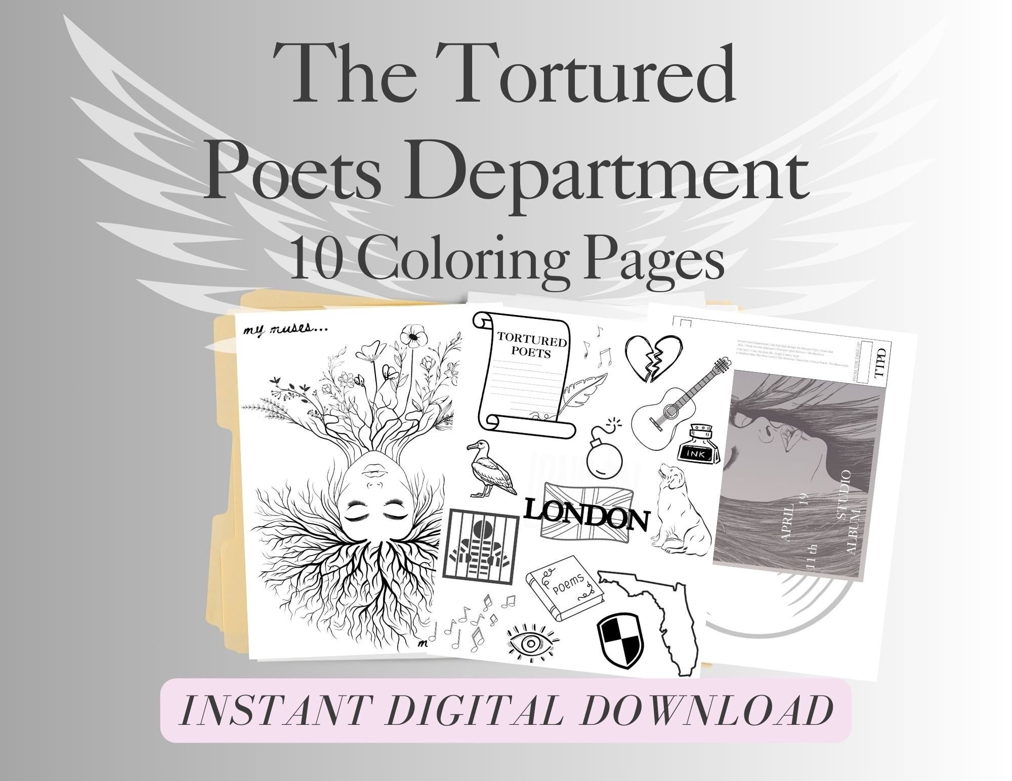 TTPD Listening Party coloring Pages INSTANT DOWNLOAD printable taylor ...