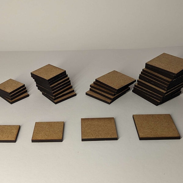 40, 45, 50, 55 mm MDF Base für Miniaturen, quadratische/rechteckige Basis - Bastelgebrauch