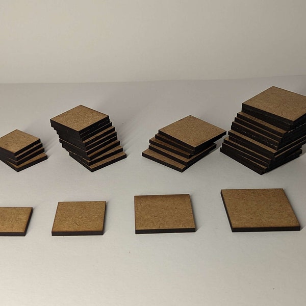 20, 25, 30, 35 mm MDF Base für Miniaturen, quadratische/rechteckige Basis - Bastelgebrauch