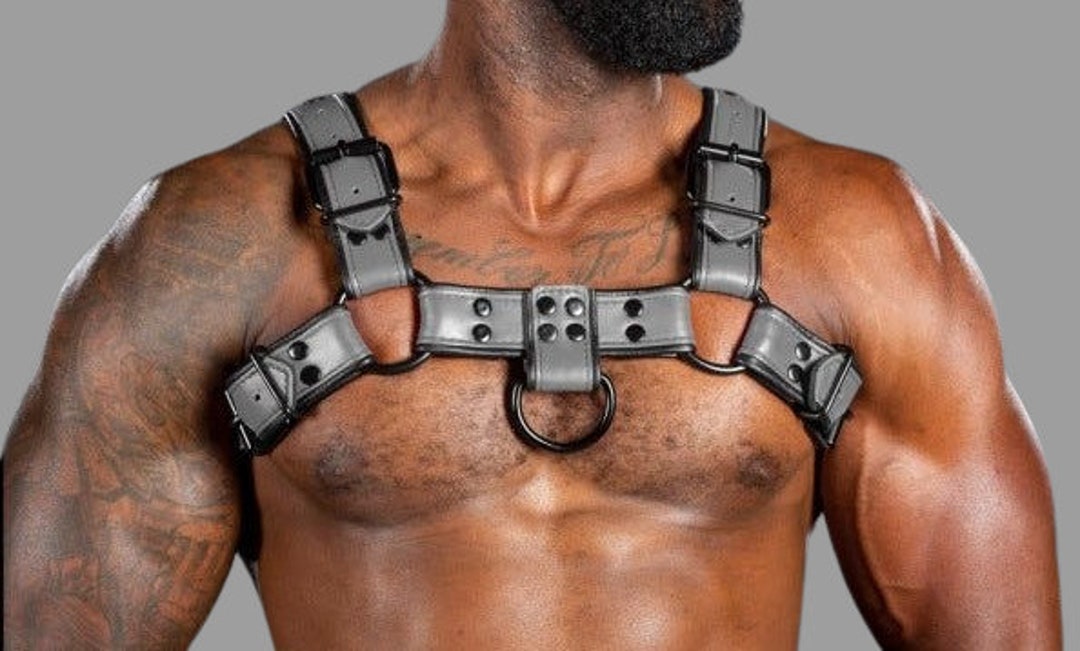 MEN Leather Adjustable Chest Strap Half Harness Clubwear Costume
